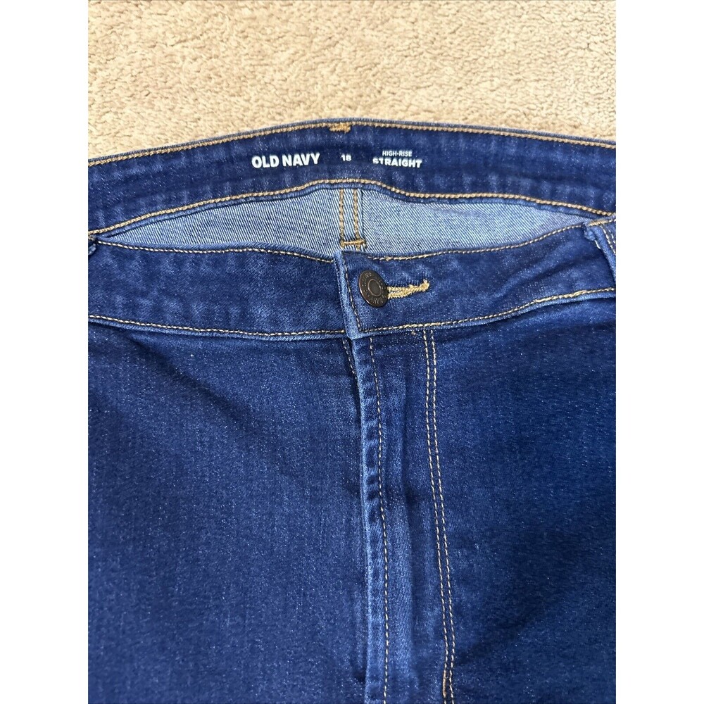 Women's Old Navy Jeans 18 Blue High Rise Straight Leg Rockstar Slim Fit Pants - Picture 2 of 6